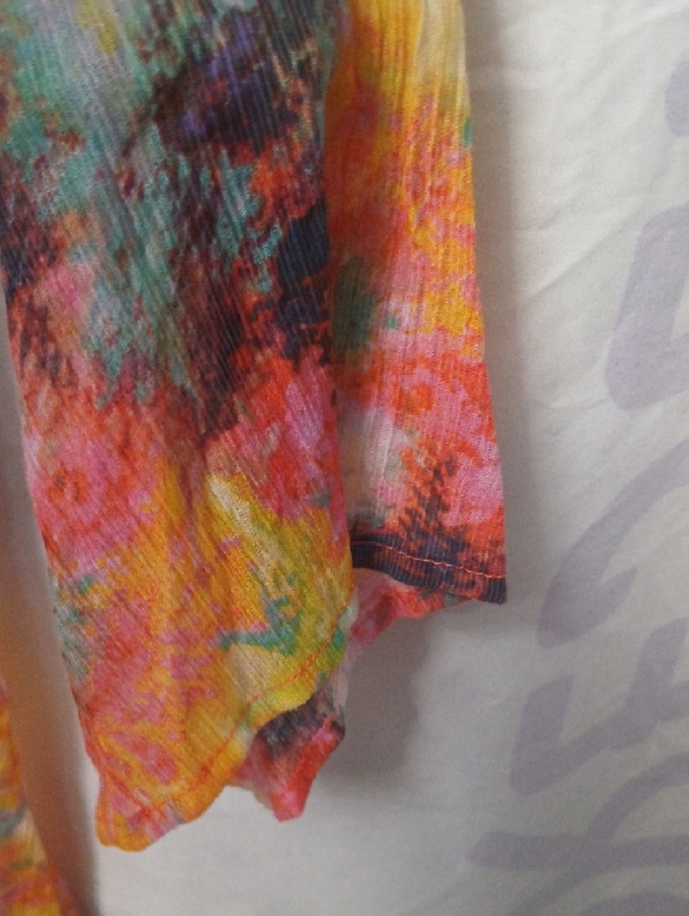 grand & greene Watercolor Tie-Front Top in Pink, Blue & Yellow - Picture 5 of 8